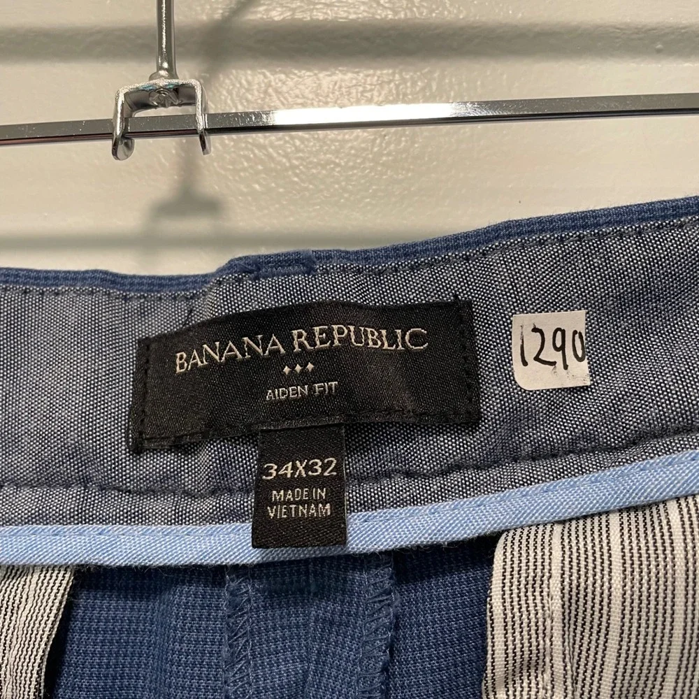 Banana Republic Aiden Fit Chinos Mens 34x32 Blue Slim Cotton Pants 100% Cotton
